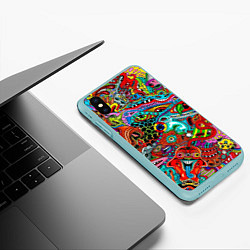 Чехол iPhone XS Max матовый Яркая абстракция bright abstraction, цвет: 3D-мятный — фото 2