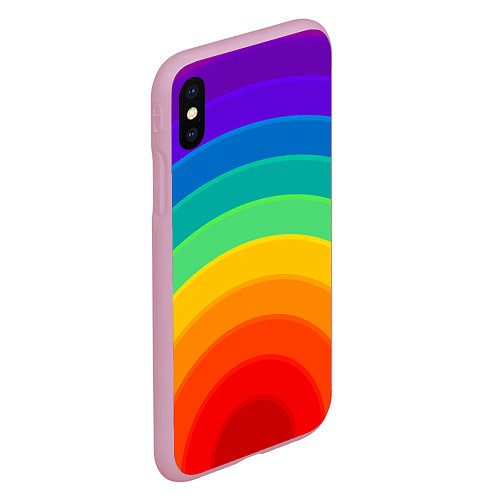 Чехол iPhone XS Max матовый Круговая радуга / 3D-Розовый – фото 2