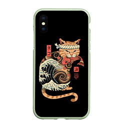 Чехол iPhone XS Max матовый Cat Wave, цвет: 3D-салатовый