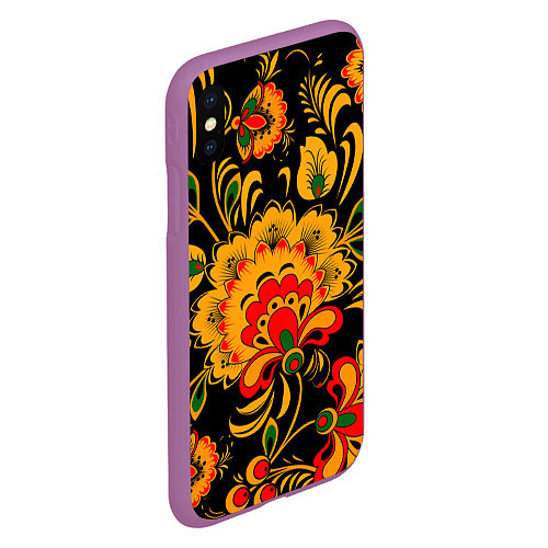 Чехол iPhone XS Max матовый Хохлома / 3D-Фиолетовый – фото 2