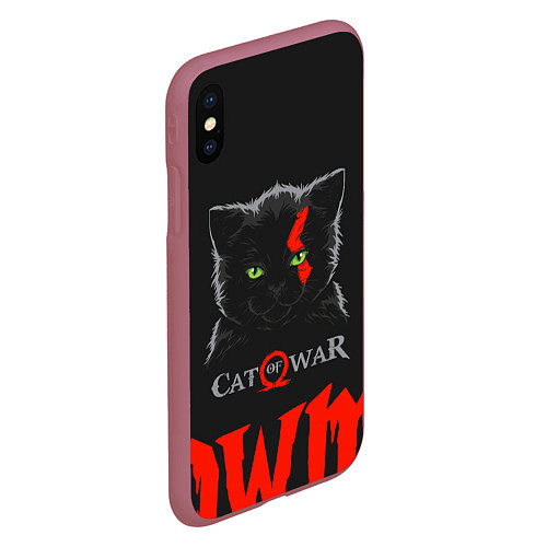 Чехол iPhone XS Max матовый Cat of war / 3D-Малиновый – фото 2