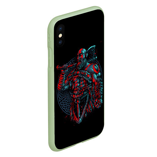 Чехол iPhone XS Max матовый Brutal Kratos / 3D-Салатовый – фото 2