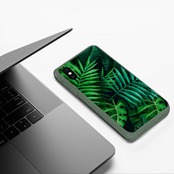 Чехол iPhone XS Max матовый Сочные тропики, цвет: 3D-темно-зеленый — фото 2