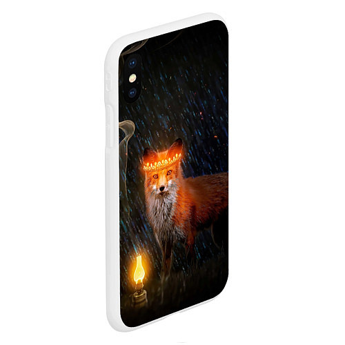 Чехол iPhone XS Max матовый Лиса с огненной короной / 3D-Белый – фото 2