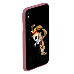 Чехол iPhone XS Max матовый ONE PIECE ЛУФФИ ЧЕРЕП СИМВОЛ, цвет: 3D-малиновый — фото 2