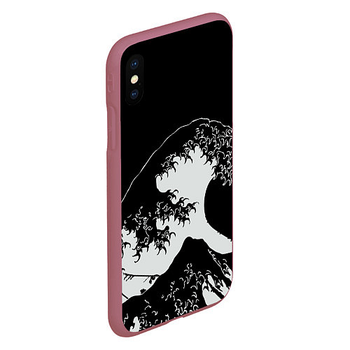 Чехол iPhone XS Max матовый Волна Канагава / 3D-Малиновый – фото 2