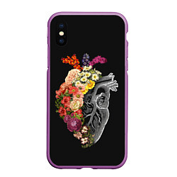 Чехол iPhone XS Max матовый Natural Heart Dual, цвет: 3D-фиолетовый