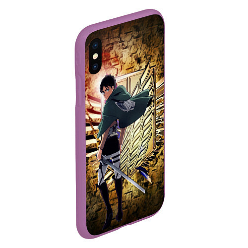 Чехол iPhone XS Max матовый Грозный солдат Эрен / 3D-Фиолетовый – фото 2