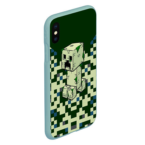 Чехол iPhone XS Max матовый Minecraft Крипер / 3D-Мятный – фото 2
