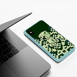 Чехол iPhone XS Max матовый Minecraft Крипер, цвет: 3D-мятный — фото 2