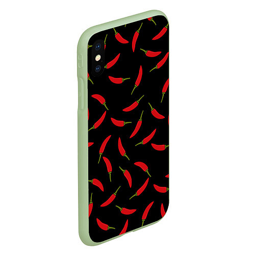 Чехол iPhone XS Max матовый Chili peppers / 3D-Салатовый – фото 2