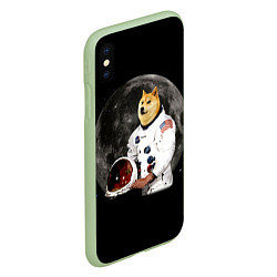 Чехол iPhone XS Max матовый Доги Космонавт, цвет: 3D-салатовый — фото 2