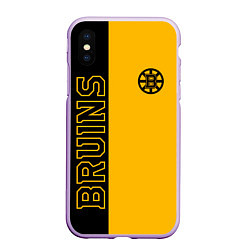 Чехол iPhone XS Max матовый NHL BOSTON BRUINS, цвет: 3D-сиреневый