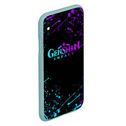 Чехол iPhone XS Max матовый GENSHIN IMPACT NEON LOGO, цвет: 3D-мятный — фото 2