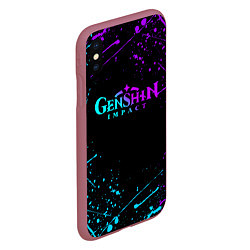 Чехол iPhone XS Max матовый GENSHIN IMPACT NEON LOGO, цвет: 3D-малиновый — фото 2