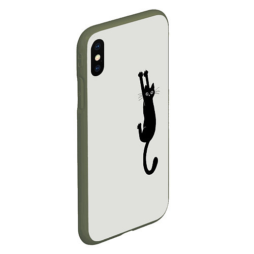 Чехол iPhone XS Max матовый Испуганный кот / 3D-Темно-зеленый – фото 2