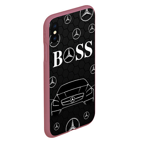 Чехол iPhone XS Max матовый BOSS MERCEDES-BENZ / 3D-Малиновый – фото 2