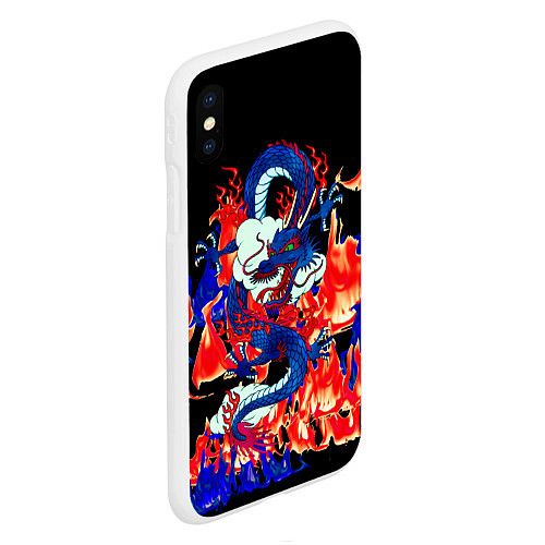 Чехол iPhone XS Max матовый Огненный Дракон / 3D-Белый – фото 2