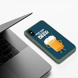 Чехол iPhone XS Max матовый Great Ideas start with a BEER, цвет: 3D-темно-зеленый — фото 2