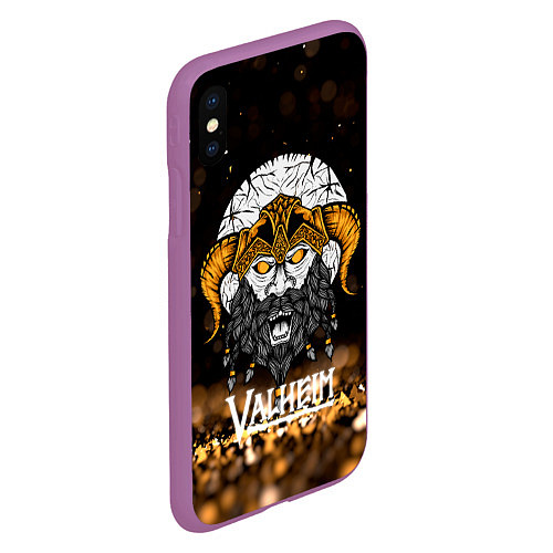 Чехол iPhone XS Max матовый Valheim Viking Gold / 3D-Фиолетовый – фото 2