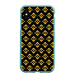 Чехол iPhone XS Max матовый ЭМБЛЕМА БИНАНС ПАТТЕРН BINANCE