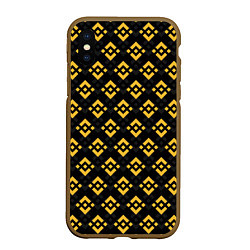 Чехол iPhone XS Max матовый ЭМБЛЕМА БИНАНС ПАТТЕРН BINANCE, цвет: 3D-коричневый