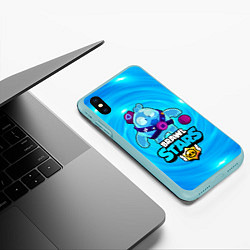 Чехол iPhone XS Max матовый Сквик Squeak Brawl Stars, цвет: 3D-мятный — фото 2