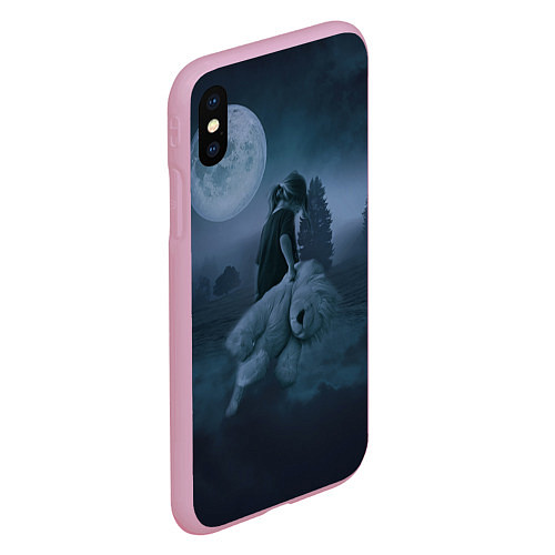 Чехол iPhone XS Max матовый Девочка и полнолуние / 3D-Розовый – фото 2