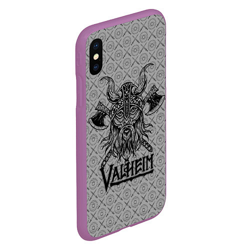 Чехол iPhone XS Max матовый Valheim Viking dark / 3D-Фиолетовый – фото 2