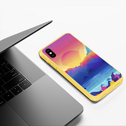 Чехол iPhone XS Max матовый Красочные Горы, цвет: 3D-желтый — фото 2