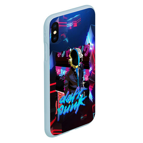 Чехол iPhone XS Max матовый Daft punk neon rock / 3D-Голубой – фото 2