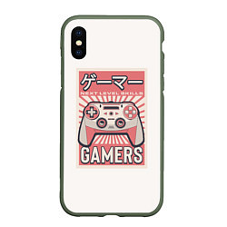 Чехол iPhone XS Max матовый Геймпад геймера Japan gamer, цвет: 3D-темно-зеленый