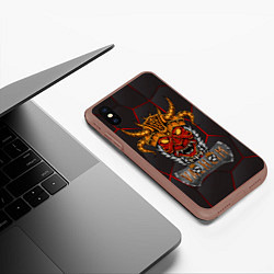 Чехол iPhone XS Max матовый Valheim тотем викинга, цвет: 3D-коричневый — фото 2