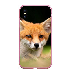 Чехол iPhone XS Max матовый Мордочка лисицы, цвет: 3D-розовый