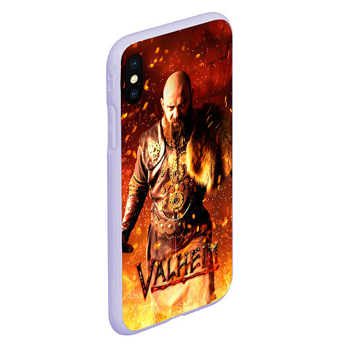 Чехол iPhone XS Max матовый Valheim Викинг в огне / 3D-Светло-сиреневый – фото 2