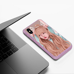 Чехол iPhone XS Max матовый Лиса Манобан BLACKPINK, цвет: 3D-сиреневый — фото 2