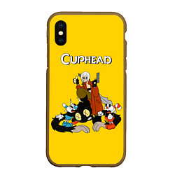 Чехол iPhone XS Max матовый Cuphead x DMC, цвет: 3D-коричневый