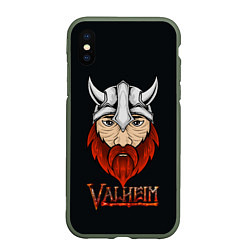 Чехол iPhone XS Max матовый Valheim викинг, цвет: 3D-темно-зеленый