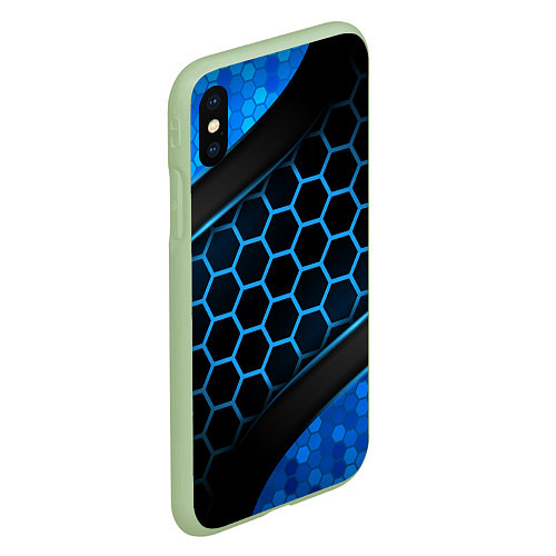 Чехол iPhone XS Max матовый 3D luxury blue 3Д СОТЫ и плиты / 3D-Салатовый – фото 2