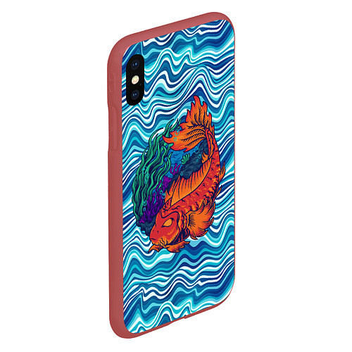 Чехол iPhone XS Max матовый Fishing planet Огненная рыба / 3D-Красный – фото 2