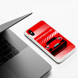 Чехол iPhone XS Max матовый PORSCHE ПОРШЕ RED STYLE, цвет: 3D-белый — фото 2