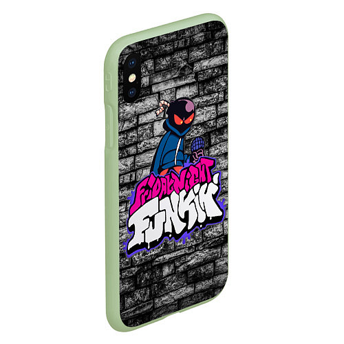 Чехол iPhone XS Max матовый Friday Night Funkin Bomb man B / 3D-Салатовый – фото 2