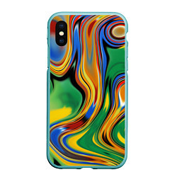 Чехол iPhone XS Max матовый Зигзаги, цвет: 3D-мятный