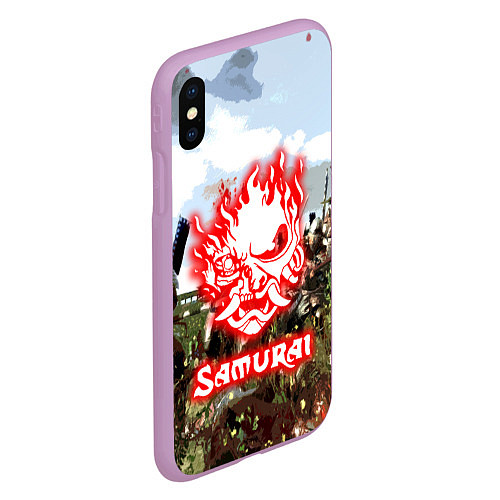 Чехол iPhone XS Max матовый SAMURAI CYBERPUNK / 3D-Сиреневый – фото 2