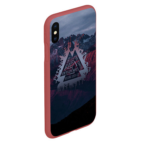 Чехол iPhone XS Max матовый Валькнут / 3D-Красный – фото 2