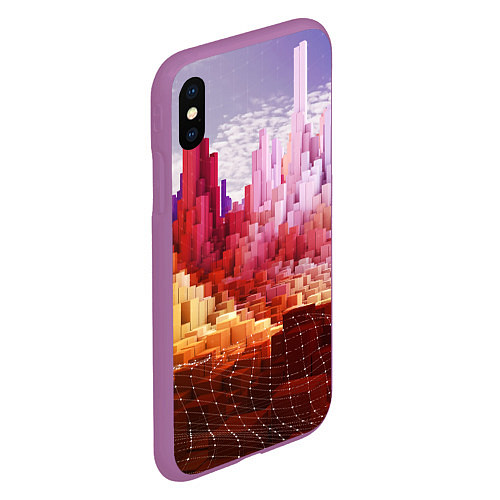 Чехол iPhone XS Max матовый Симуляция города / 3D-Фиолетовый – фото 2