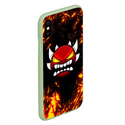 Чехол iPhone XS Max матовый Geometry Dash: Demon Z, цвет: 3D-салатовый — фото 2