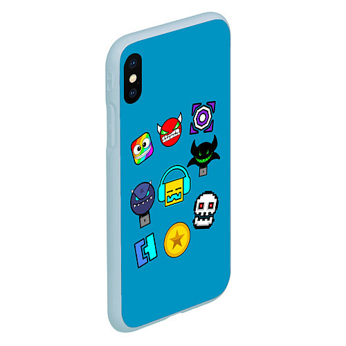 Чехол iPhone XS Max матовый Geometry Dash: Icons / 3D-Голубой – фото 2