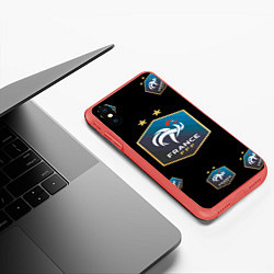 Чехол iPhone XS Max матовый Сборная Франции, цвет: 3D-красный — фото 2