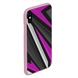 Чехол iPhone XS Max матовый Спортивные линии, цвет: 3D-розовый — фото 2
